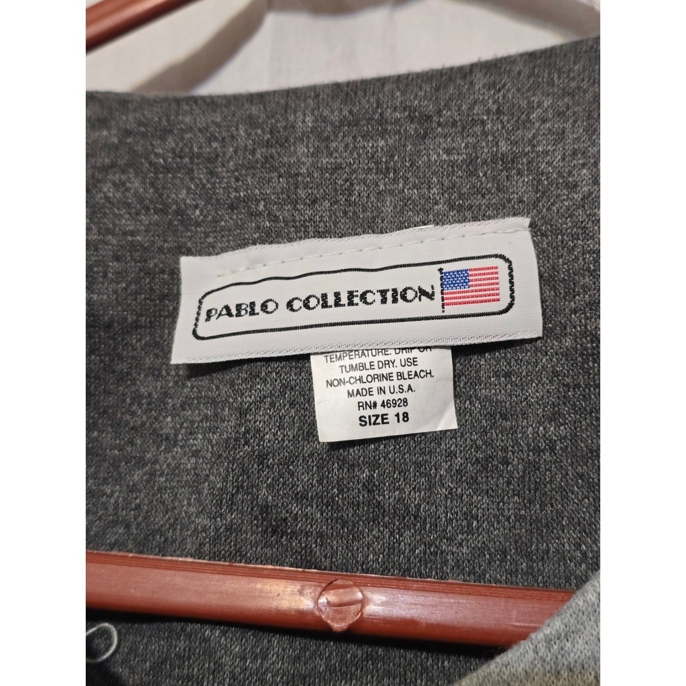 Pablo Collection Womens Size‎ 18 Colorblock Grey Black Button Front USA - Picture 2 of 4